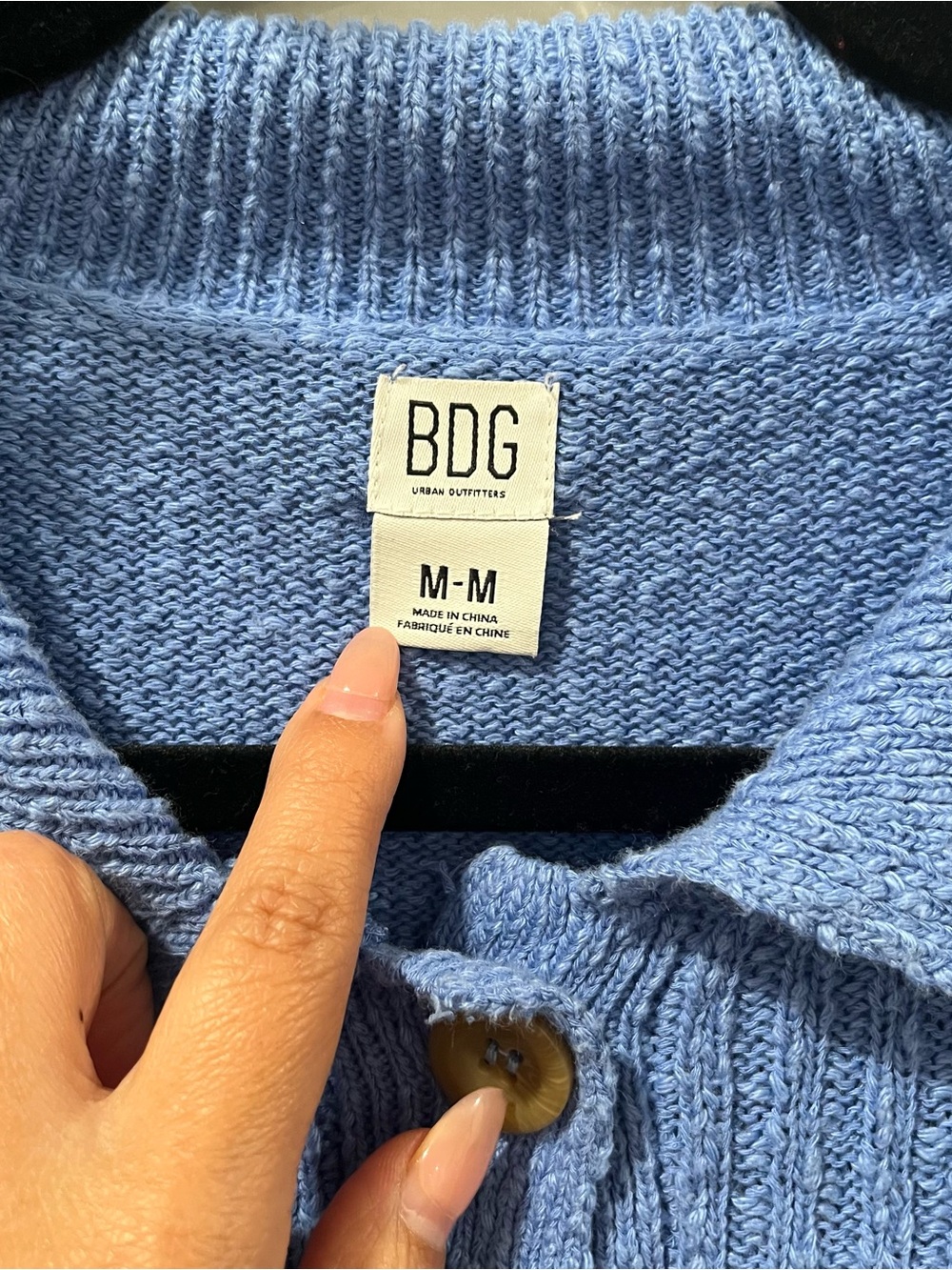 BDG Bright Blue Ribbed Button-Up Cardigan - Picture 3 of 5